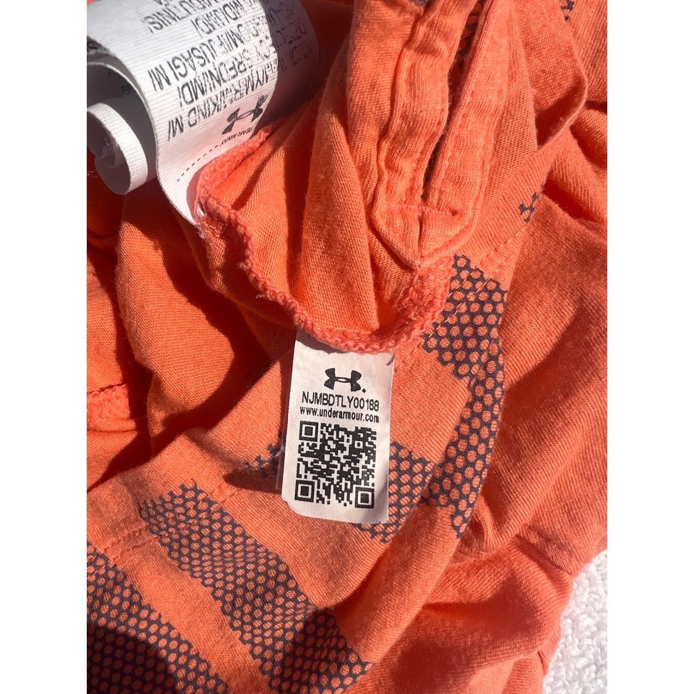 Under Armour HeatGear Orange Cropped Pocket T-Shirt Girls Youth Medium Graphic - Picture 11 of 15